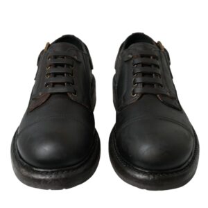 Brown Leather Lace Up Derby Men Dress Shoes