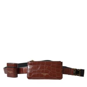 Brown Alligator Leather Airpods Case Coin Purse Wallet