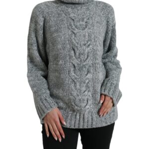 Gray Cashmere Turtle Neck Pullover Sweater