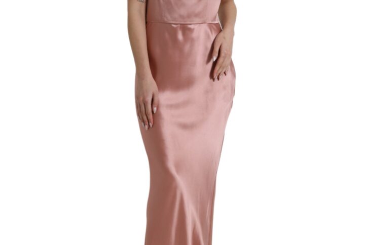 Pink Silk Spaghetti Straps Long Gown Dress - Jag Couture London