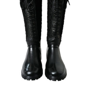 Black Chioggia Rubber Suede Rain Boots Shoes