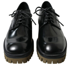 Black Leather Lace Up Derby Men Dress Shoes