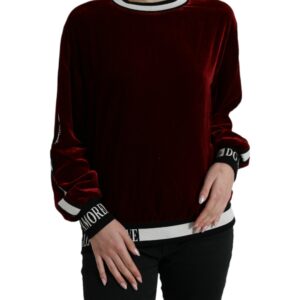 Bordeaux Velvet Round Neck Pullover Sweater