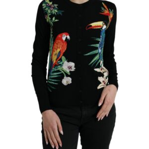 Black Bird Wool Long Sleeve Cardigan Sweater