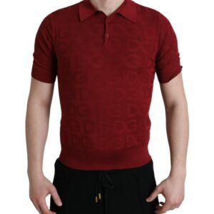 Maroon Collared Short Sleeve Silk T-shirt