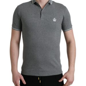Gray Collared Short Sleeve Crown T-shirt