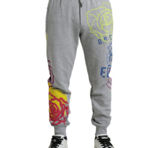 Gray Cotton Graffiti Sweatpants Jogger Pants
