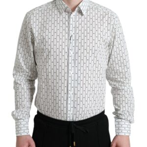 White Patterned Men GOLD Formal Dress Shirt