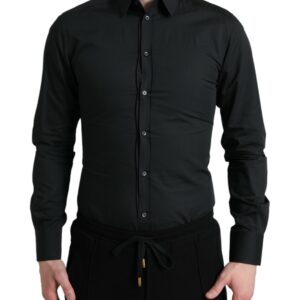 Black Cotton Silk Formal GOLD Dress Shirt