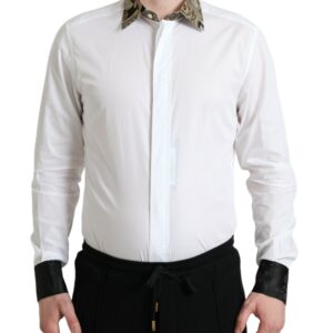 White Cotton Jacquard Formal GOLD Dress Shirt