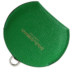 Green Calfskin Leather Round Logo Hand Mirror Holder