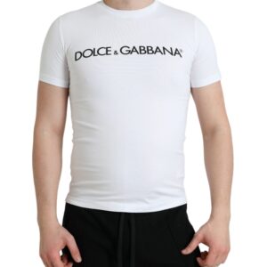 White Logo Print Cotton Crew Neck T-shirt