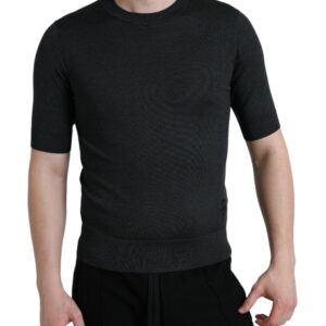 Dark Gray Crew Neck Short Sleeves T-shirt