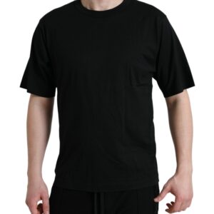 Black Logo Embossed Crew Neck Short Sleeves T-shirt