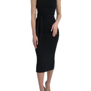 Black Sheath Halter Sleeveless Midi Dress