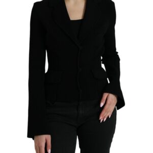 Black Viscose Single Breasted Blazer Jacket