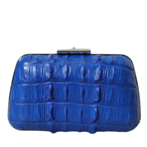 Blue Exotic Skin Leather Shoulder Crossbody Box Clutch Bag