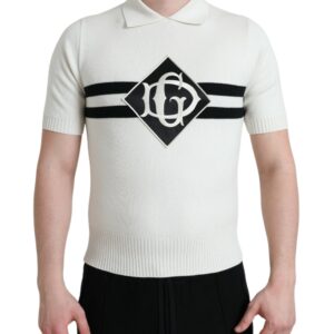 White DG Logo Collared Henley Shirt T-shirt