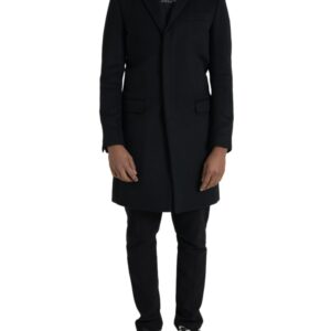 Black Single Breasted Trench Coat Jacket