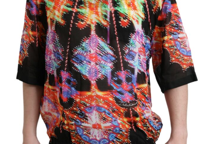 Multicolor Luminarie Print Cotton T-shirt | Jag Couture London – New York