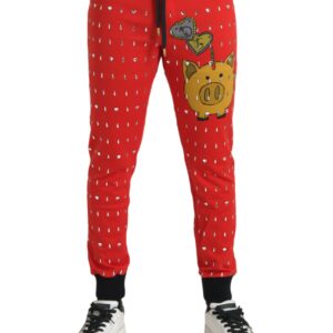 Red Year Of The Pig Jogger Sweatpants Pants