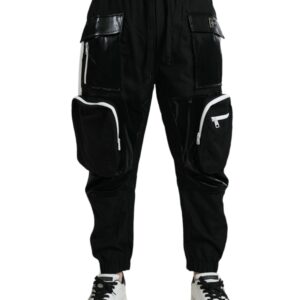 Black Nylon Cargo Jogger Men Sweatpants Pants