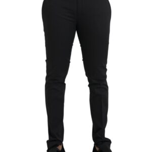Black Cotton Stretch Skinny Dress Pants