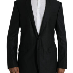 Black Wool Notch SingleBreasted Coat Blazer