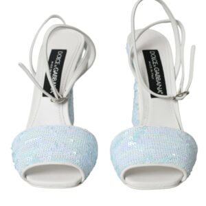 Light Blue Sequin Ankle Strap Sandals Shoes