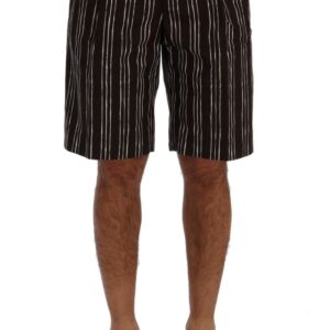 Bordeaux White Striped Hemp Casual Shorts