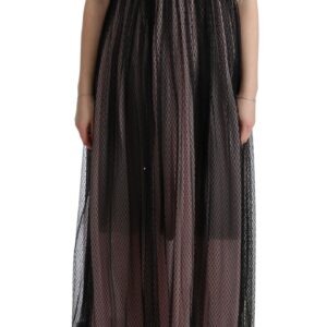 Black Pink Silk Long Shift Dress