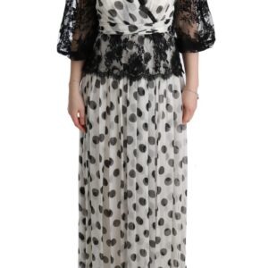 Black White Polka Dotted Floral Dress