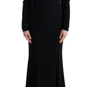 Black Stretch Long Gown Sheath Dress