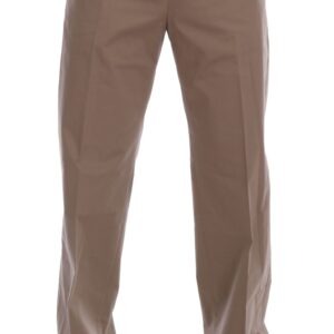 Beige Cotton Stretch Chinos Pants