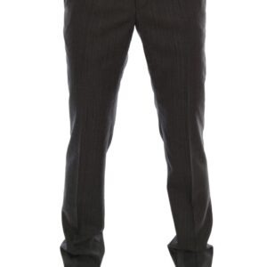 Gray Wool Striped Formal Pants