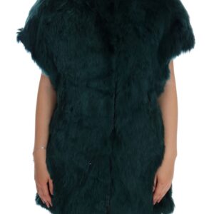 Green Alpaca Fur Vest Sleeveless Jacket