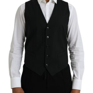 Black Wool Formal Dress Waistcoat Vest