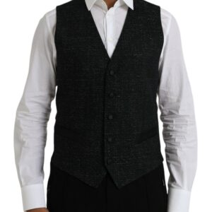 Black Brown Silk Waistcoat Dress Formal Vest