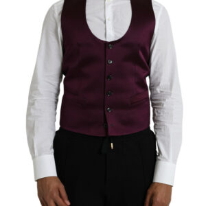 Maroon Satin Silk Waistcoat Dress Formal Vest