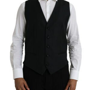 Black Wool Waistcoat Dress Formal Vest