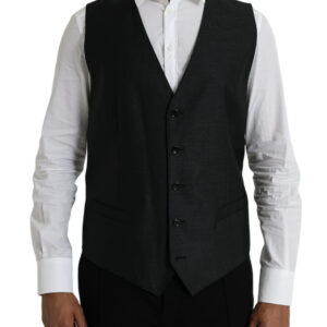 Black Wool Waistcoat Dress Formal Vest