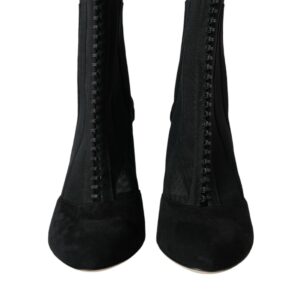 Black Mesh Stiletto Heels Ankle Boots Shoes