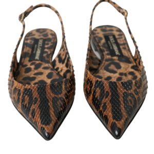 Brown Leopard Exotic Skin Slingback Shoes