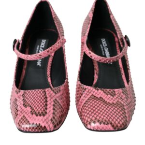 Pink Python Leather Mary Jane Heels Shoes