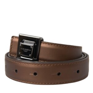 Bronze Leather Square Metal Buckle Belt