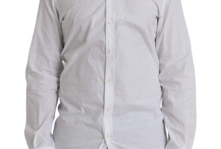 White Cotton Long Sleeve Dress GOLD Shirt - Jag Couture London