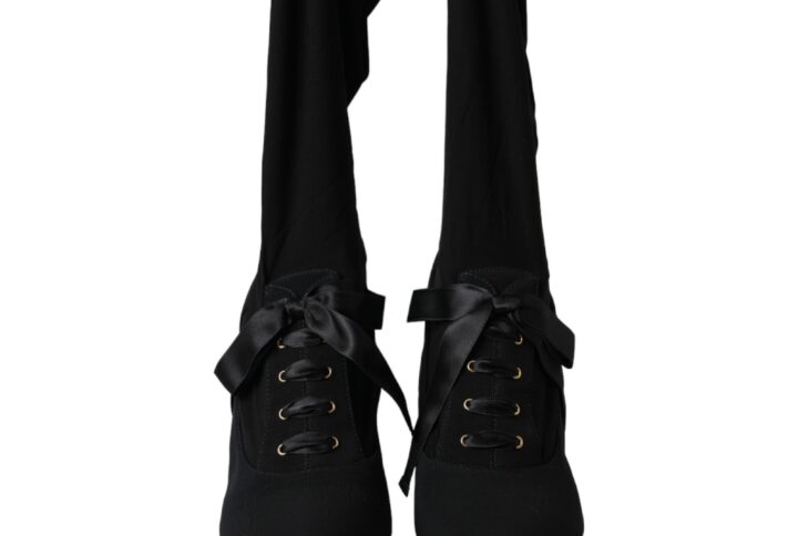 Black Stiletto Heels Mid Calf Boots Shoes - Jag Couture London