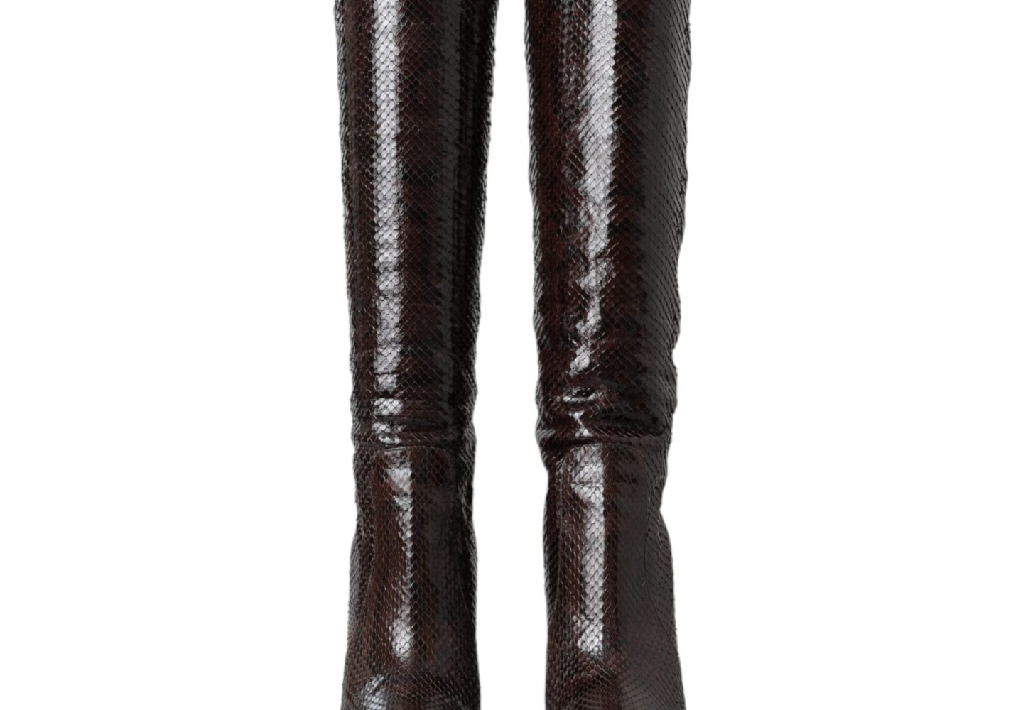 Brown Exotic Leather Heels High Boots Shoes - Jag Couture London