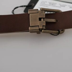 Cream Beige Gold Buckle Waist Leather Belt