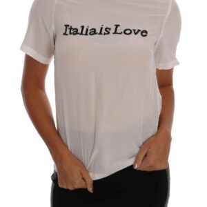 White Silk ITALIA IS LOVE Blouse T-shirt
